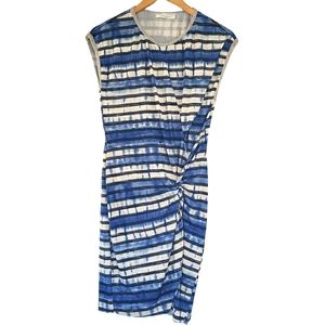VGUC Zara Mini Bodycon Twist Tie Front Dress Blue White Stripes Women's Size M
